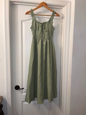 SHEIN Sage Green Smocked Maxi Dress with Ruffle Straps